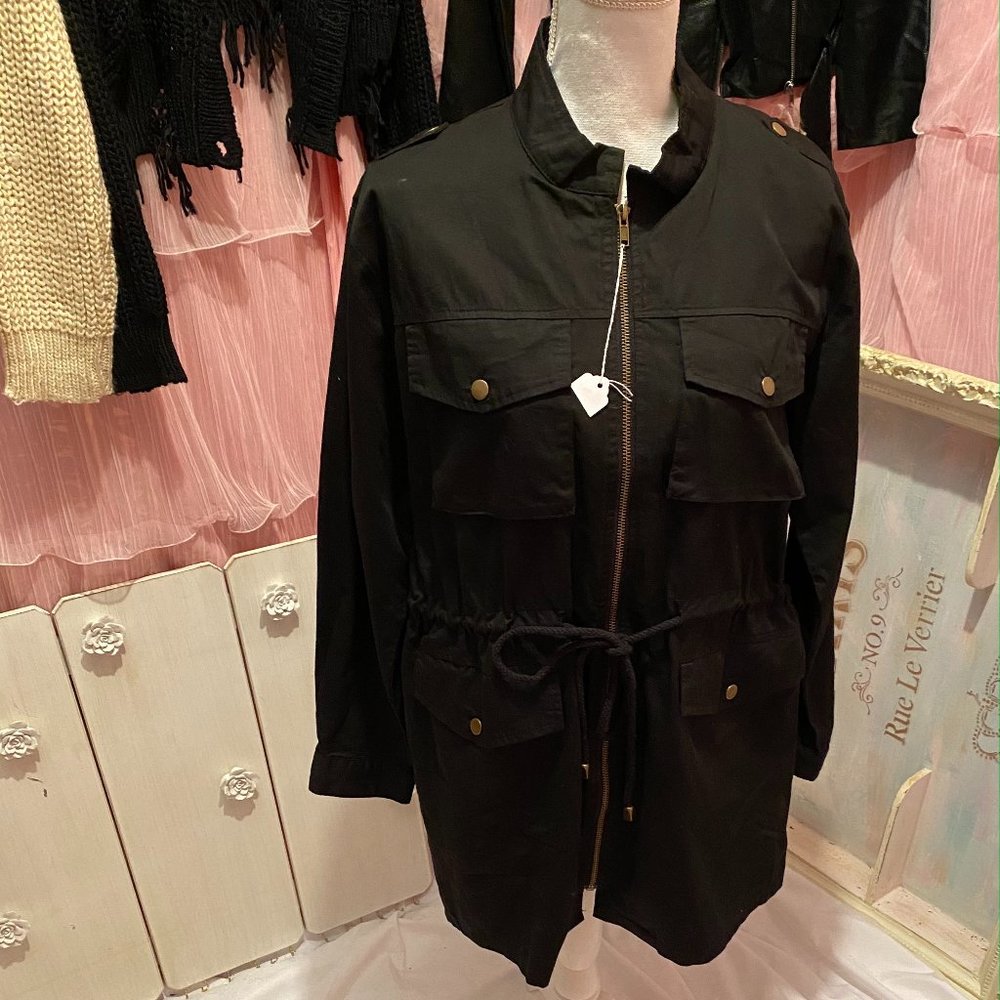 Black Twill Utility Jacket She + Sky new